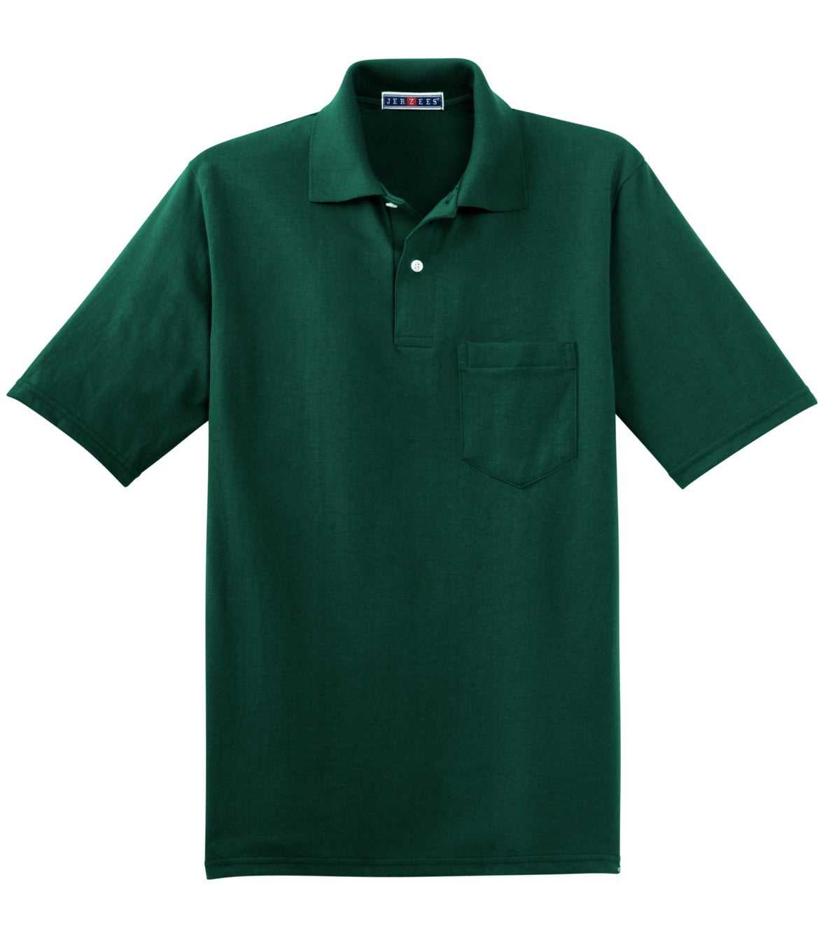 Jerzees 436MP -Spotshield 56-Ounce Jersey Knit Sport Shirt with Pocket - Forest Green - HIT a Double