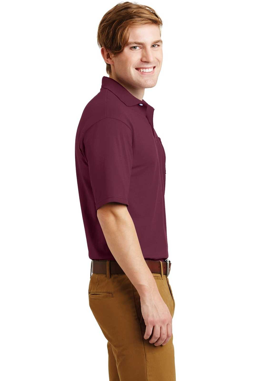 Jerzees 436MP -Spotshield 56-Ounce Jersey Knit Sport Shirt with Pocket - Maroon - HIT a Double