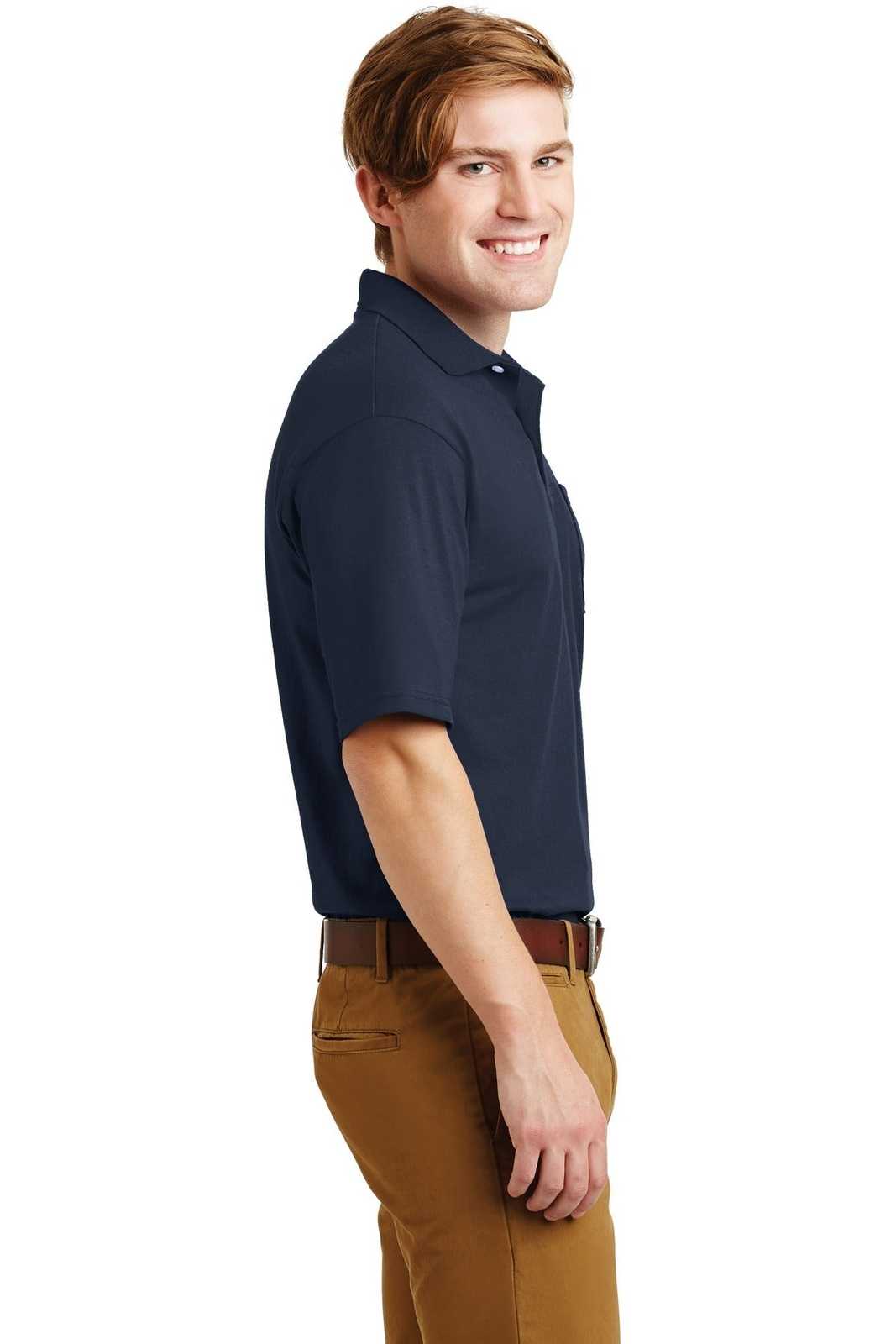Jerzees 436MP -Spotshield 56-Ounce Jersey Knit Sport Shirt with Pocket - Navy - HIT a Double
