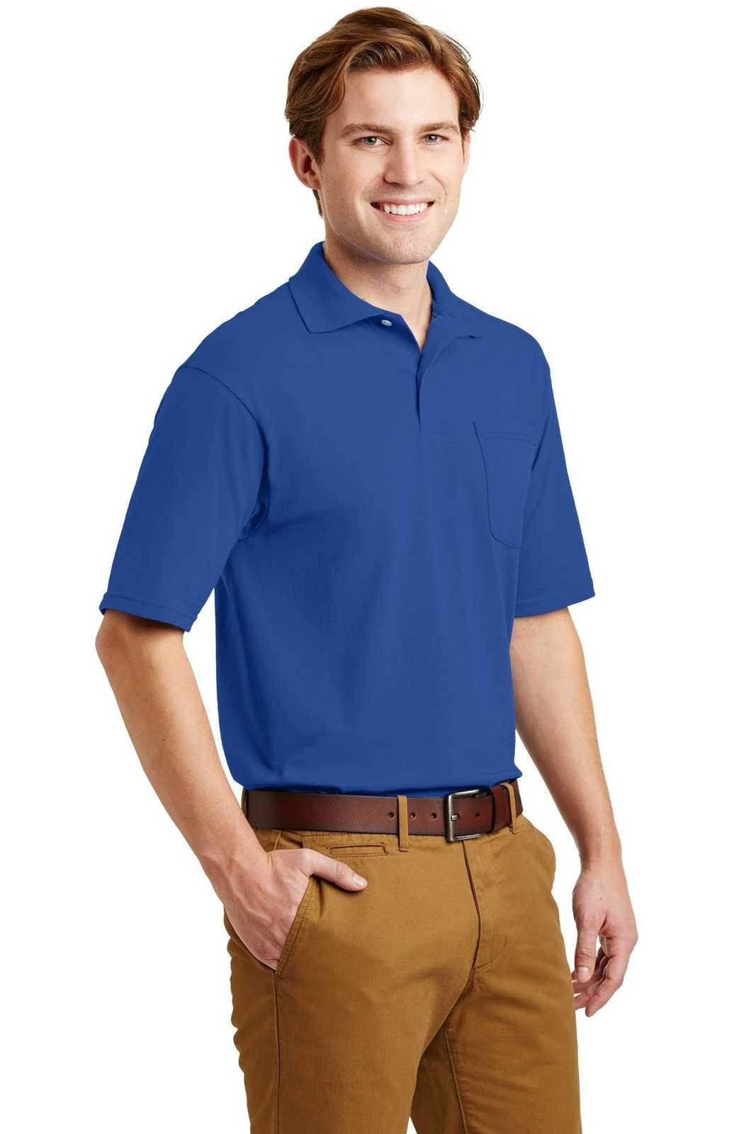 Jerzees 436MP -Spotshield 56-Ounce Jersey Knit Sport Shirt with Pocket - Royal - HIT a Double