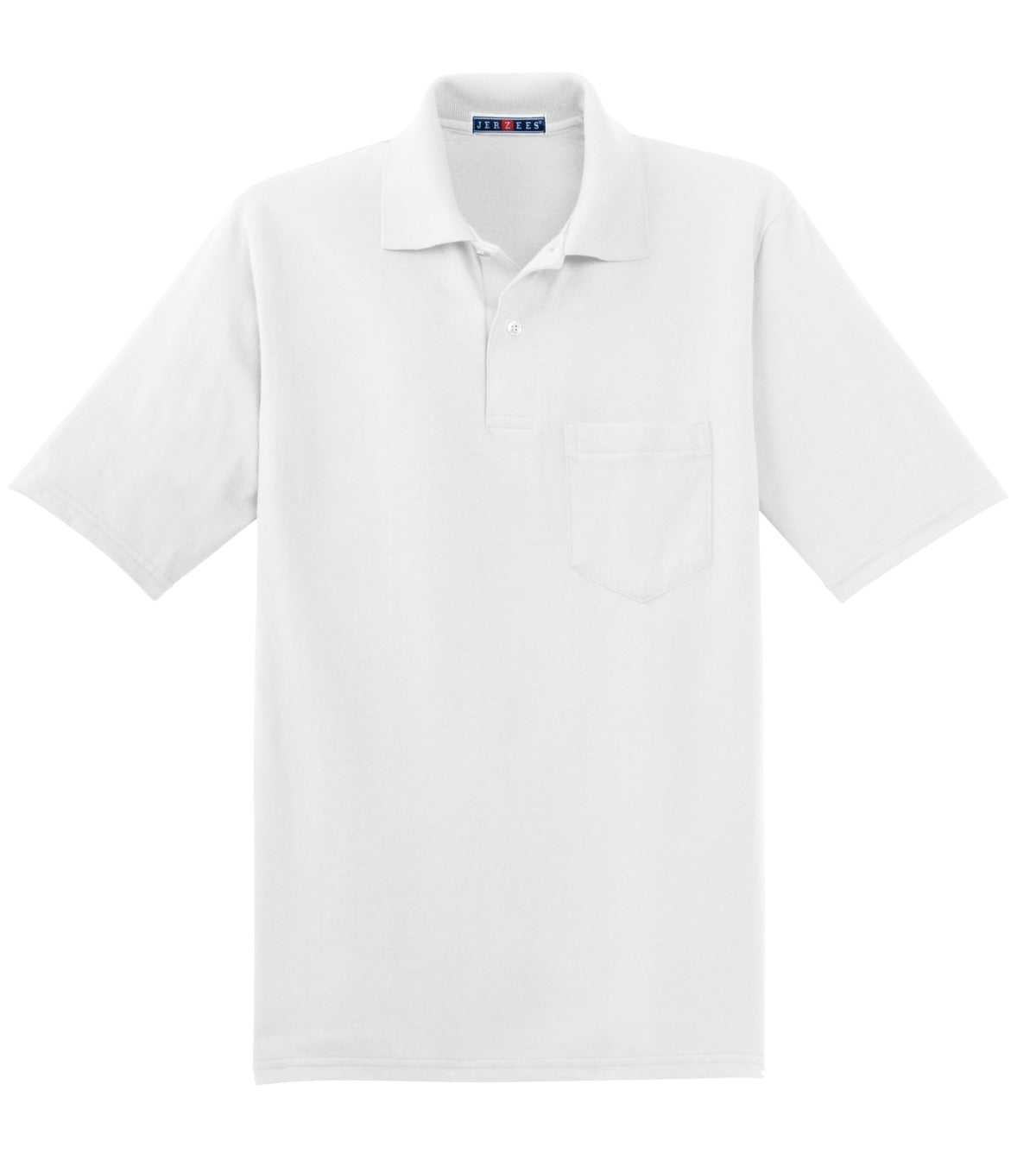 Jerzees 436MP -Spotshield 56-Ounce Jersey Knit Sport Shirt with Pocket - White - HIT a Double