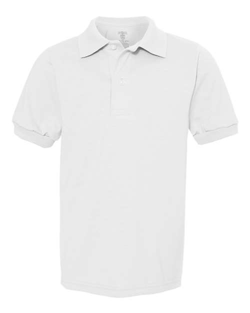 Jerzees 437YR Youth SpotShield 50 50 Polo - White - HIT a Double