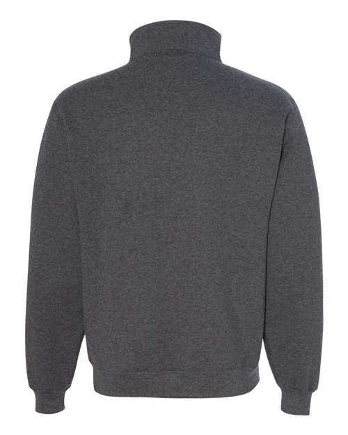 Jerzees 4528MR Super Sweats NuBlend Quarter-Zip Cadet Collar Sweatshirt - Black Heather - HIT a Double