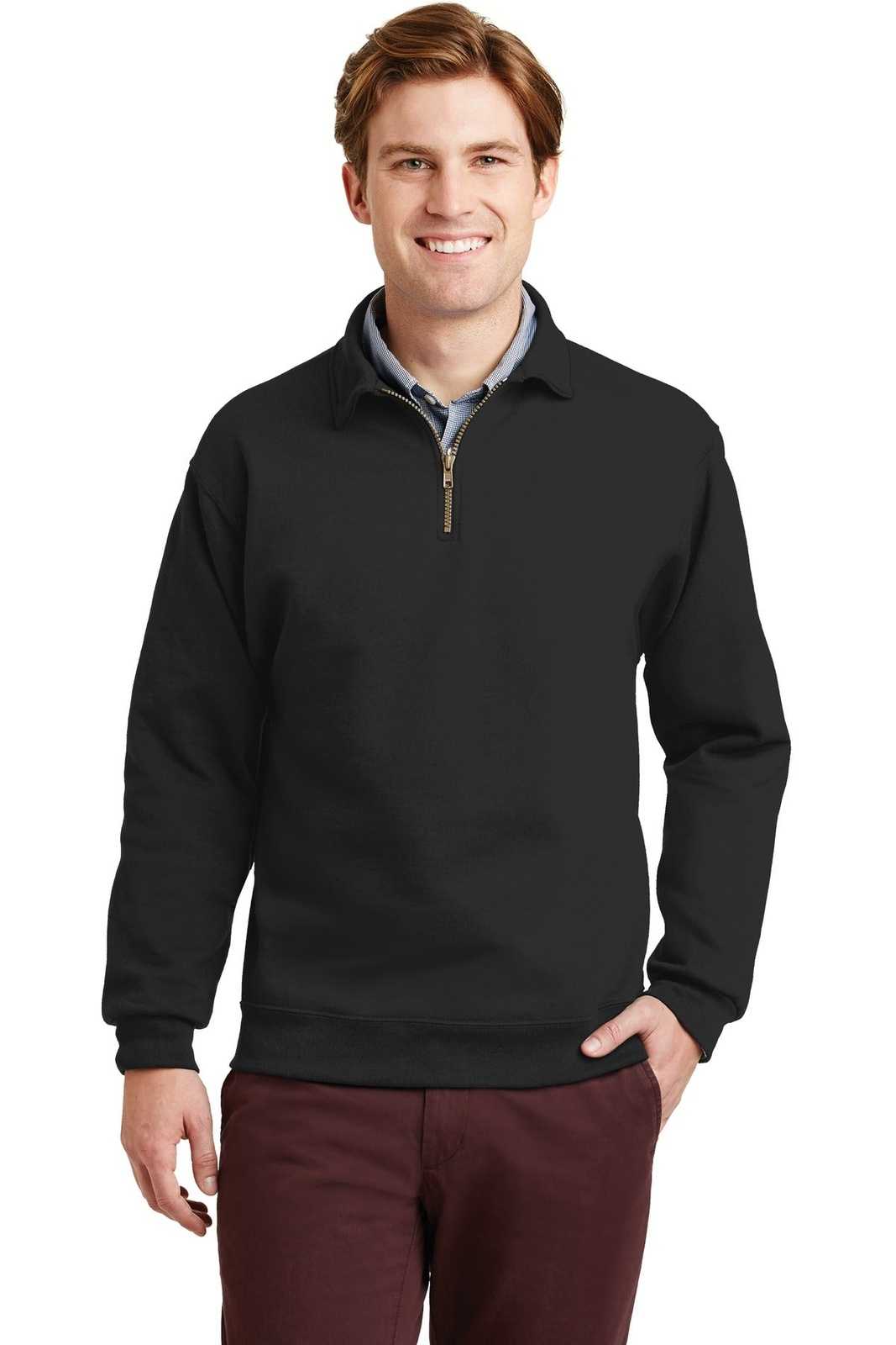 Jerzees 4528M Super Sweats Nublend 1/4-Zip Sweatshirt with Cadet Collar - Black - HIT a Double