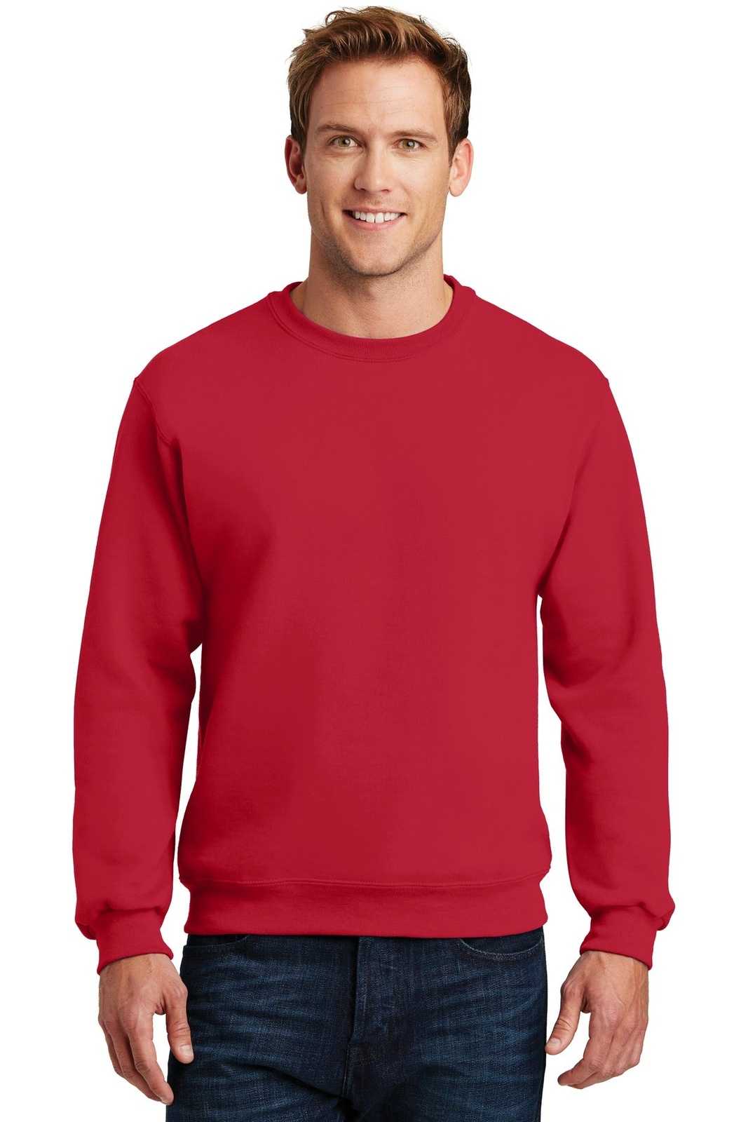 Jerzees 4662M Super Sweats Nublend Crewneck Sweatshirt - True Red - HIT a Double