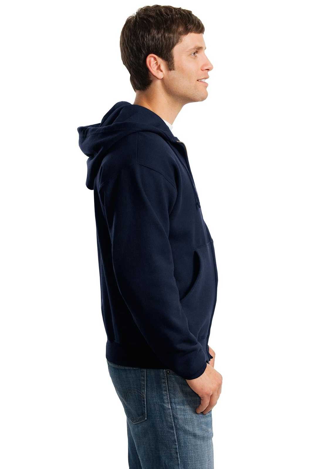 Jerzees 4999M Super Sweats Nublend Full-Zip Hooded Sweatshirt - Navy - HIT a Double