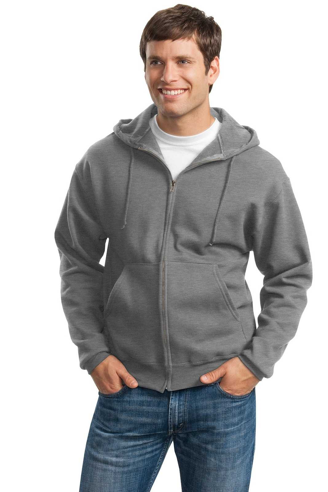 Jerzees 4999M Super Sweats Nublend Full-Zip Hooded Sweatshirt - Oxford - HIT a Double