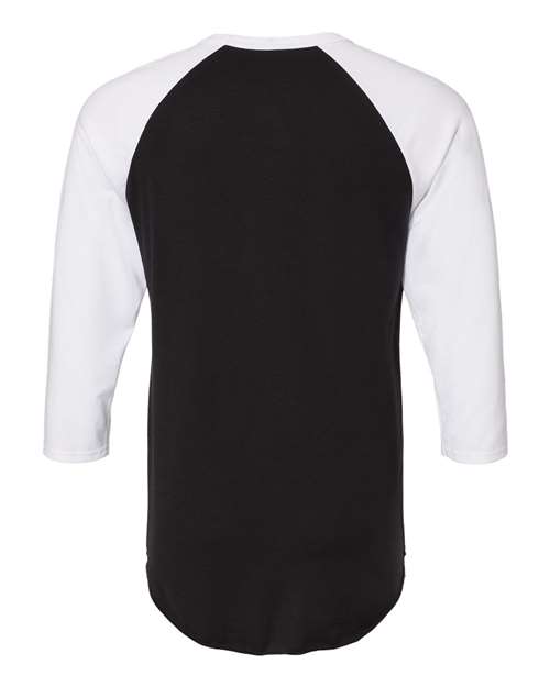 Jerzees 560RR Premium Blend Ringspun Three-Quarter Sleeve Raglan Baseball T-Shirt - Black Ink White - HIT a Double