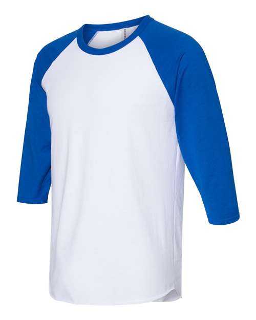 Jerzees 560RR Premium Blend Ringspun Three-Quarter Sleeve Raglan Baseball T-Shirt - White Royal - HIT a Double
