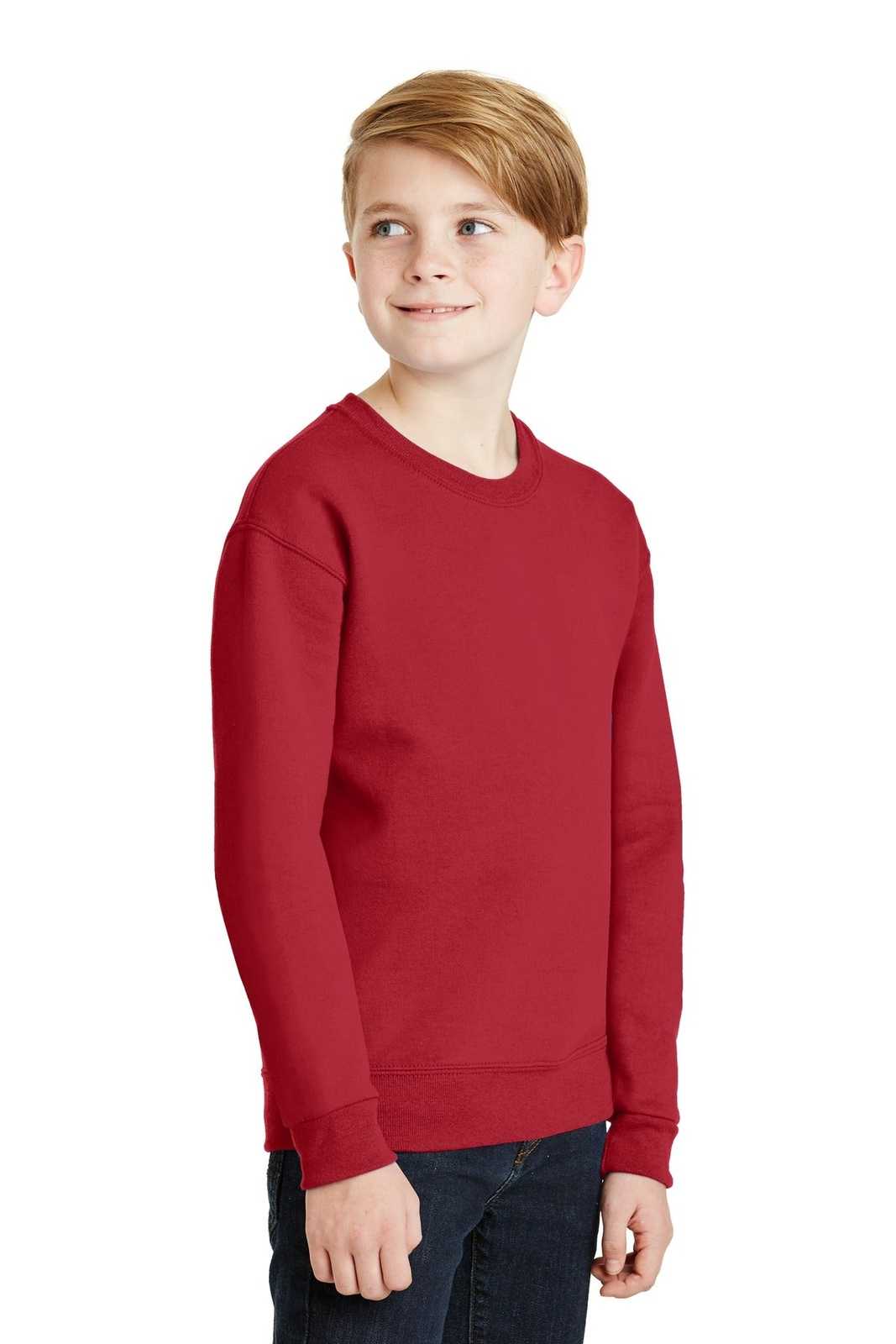 Jerzees 562B Youth Nublend Crewneck Sweatshirt - True Red - HIT a Double