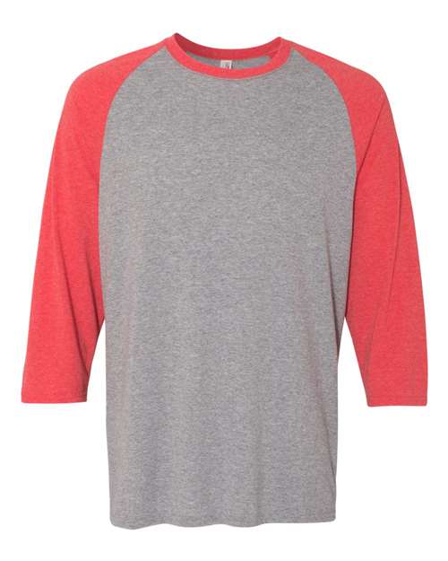Jerzees 601RR Triblend Three-Quarter Raglan Baseball T-Shirt - Oxford Fiery Red Heather - HIT a Double