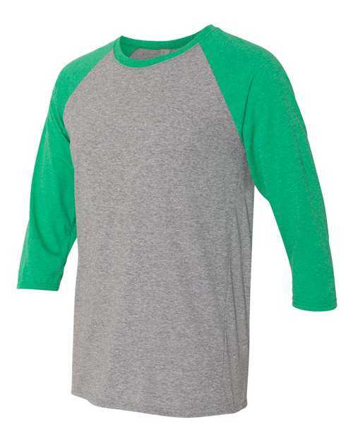 Jerzees 601RR Triblend Three-Quarter Raglan Baseball T-Shirt - Oxford Irish Green Heather - HIT a Double