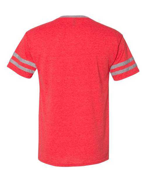 Jerzees 602MR Triblend Varsity Ringer T-Shirt - Fiery Red Heather Oxford - HIT a Double