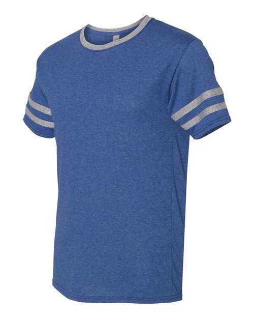 Jerzees 602MR Triblend Varsity Ringer T-Shirt - True Blue Heather Oxford - HIT a Double