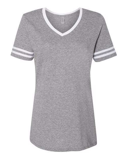 Jerzees 602WVR Women&#39;s Varsity Triblend V-Neck T-Shirt - Oxford White - HIT a Double
