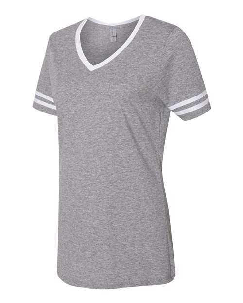 Jerzees 602WVR Women&#39;s Varsity Triblend V-Neck T-Shirt - Oxford White - HIT a Double