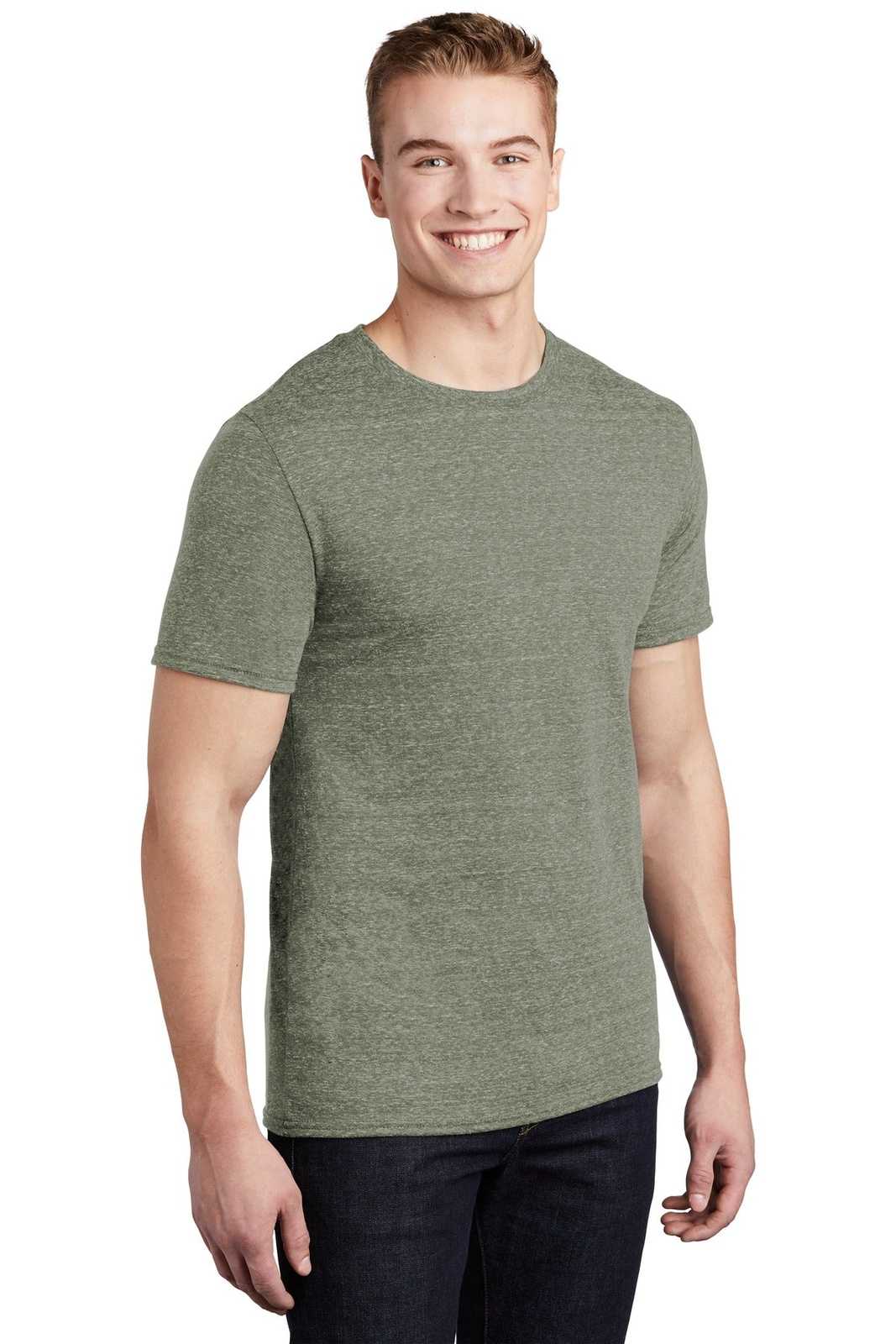 Jerzees 88M Snow Heather Jersey T-Shirt - Military Green - HIT a Double