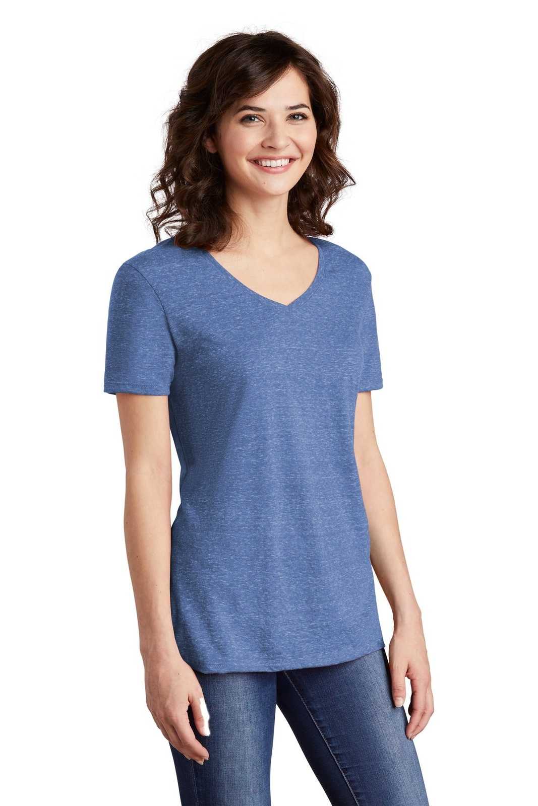Jerzees 88WV Ladies Snow Heather Jersey V-Neck T-Shirt - Royal - HIT a Double