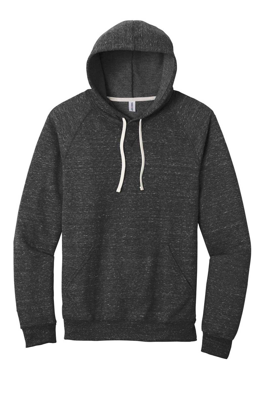 Jerzees 90M Snow Heather French Terry Raglan Hoodie - Black Ink - HIT a Double