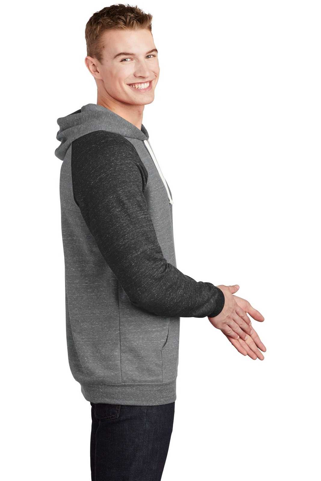 Jerzees 90M Snow Heather French Terry Raglan Hoodie - Charcoal Black - HIT a Double