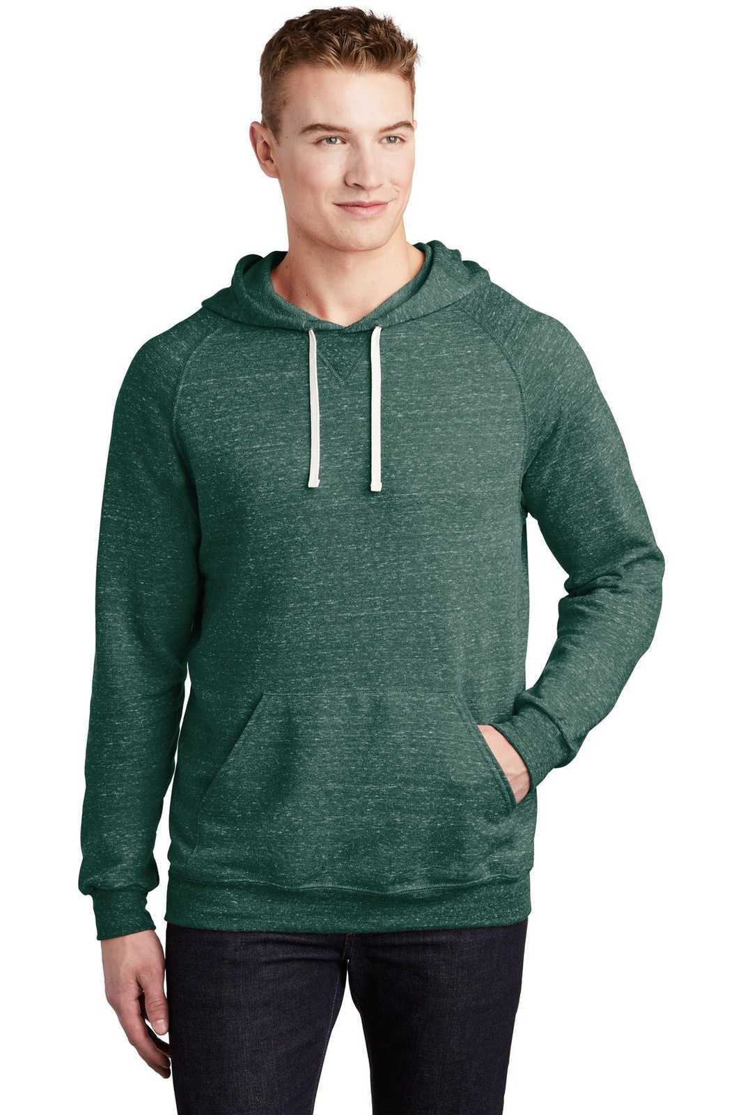 Jerzees 90M Snow Heather French Terry Raglan Hoodie - Forest Green - HIT a Double