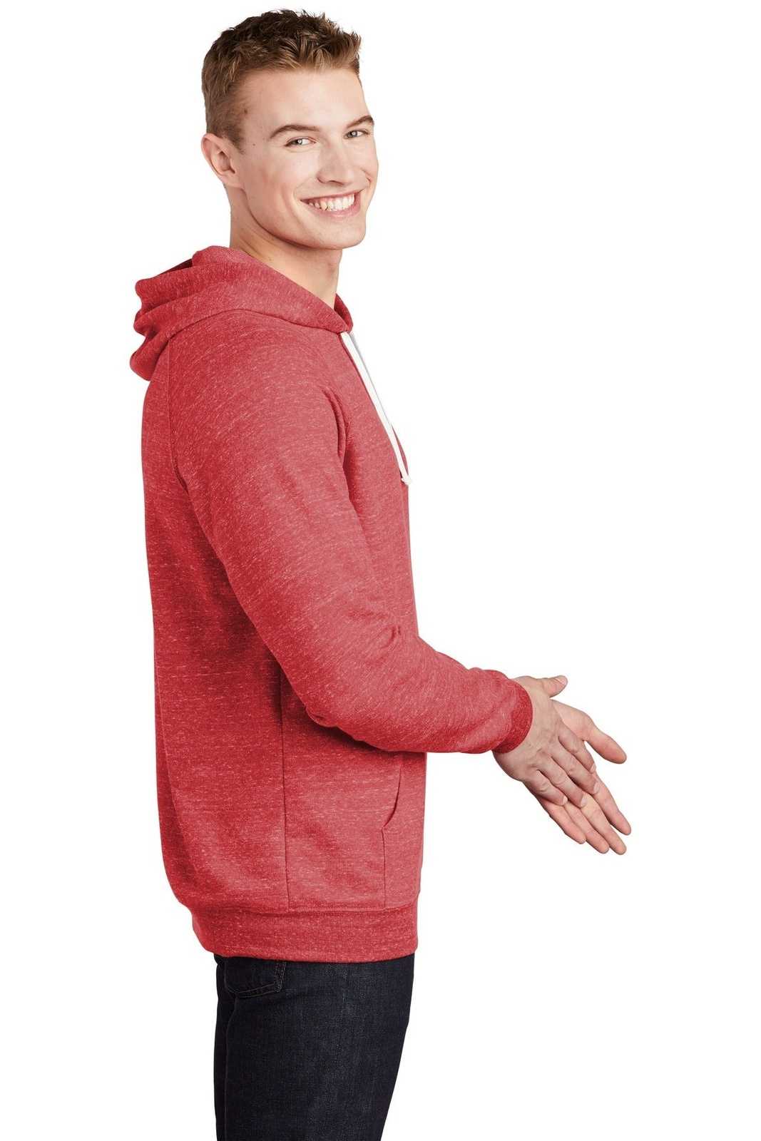 Jerzees 90M Snow Heather French Terry Raglan Hoodie - Red - HIT a Double
