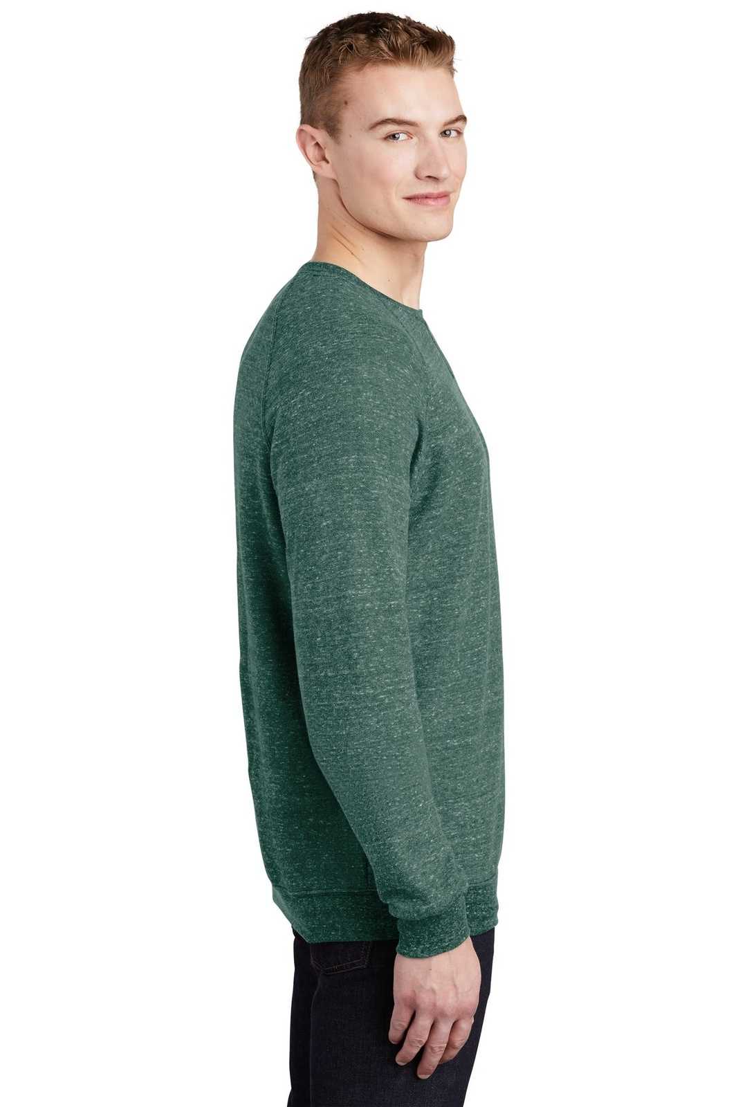 Jerzees 91M Snow Heather French Terry Raglan Crew - Forest Green - HIT a Double