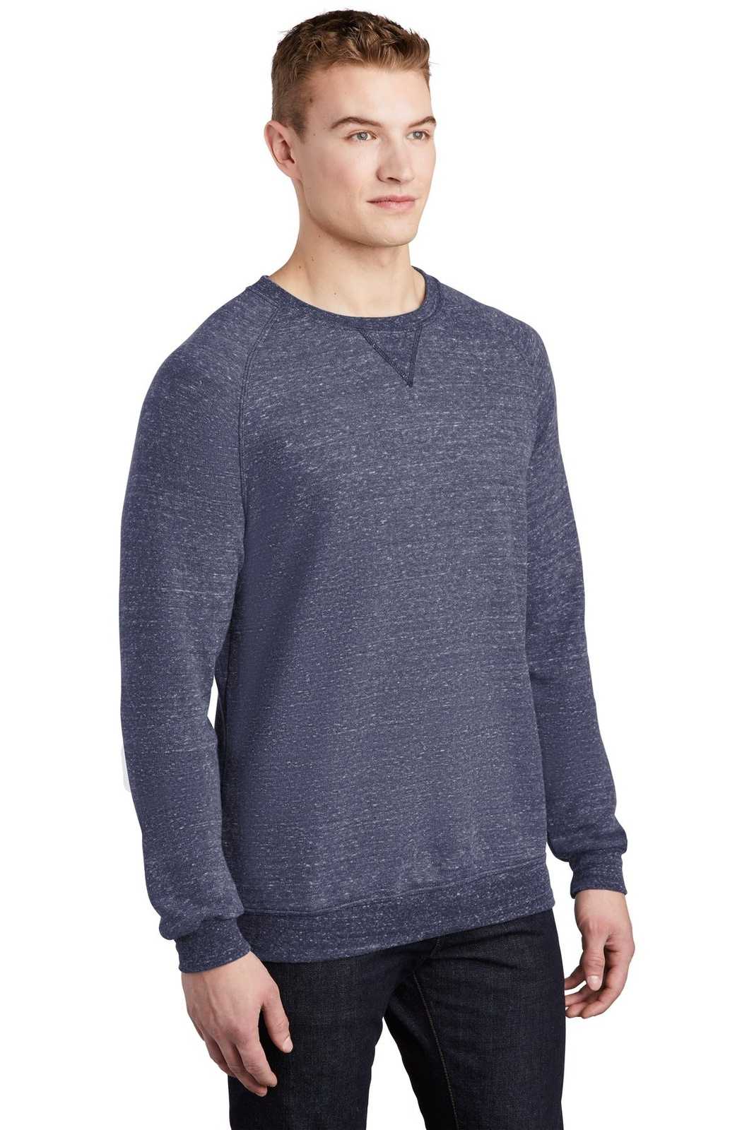 Jerzees 91M Snow Heather French Terry Raglan Crew - Navy - HIT a Double