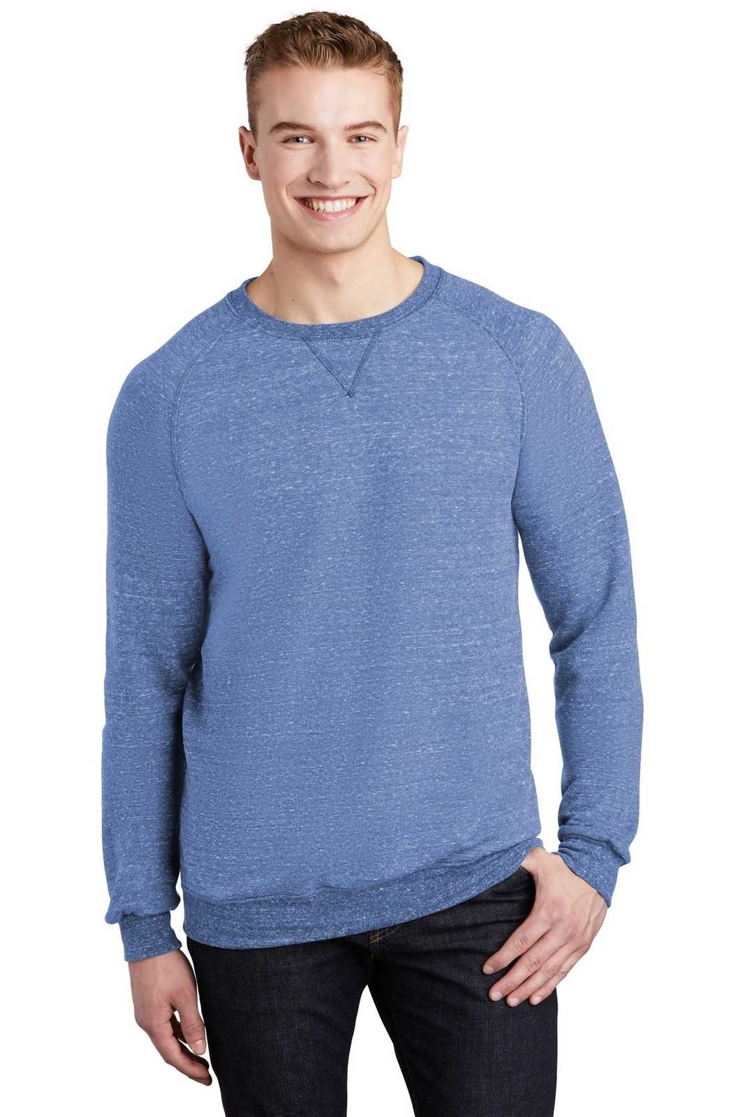 Jerzees 91M Snow Heather French Terry Raglan Crew - Royal - HIT a Double