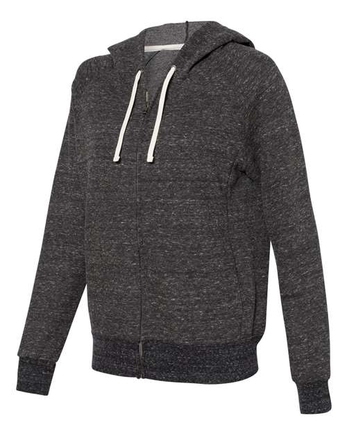 Jerzees 92WR Women&#39;s Snow Heather French Terry Full-Zip Hooded Sweatshirt - Black Ink - HIT a Double