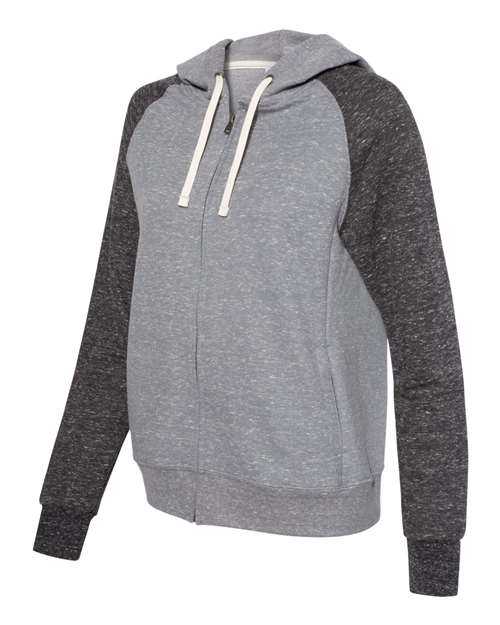 Jerzees 92WR Women&#39;s Snow Heather French Terry Full-Zip Hooded Sweatshirt - Charcoal Black Ink - HIT a Double