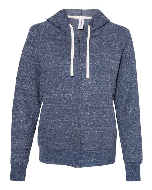 Jerzees 92WR Women&#39;s Snow Heather French Terry Full-Zip Hooded Sweatshirt - Navy - HIT a Double