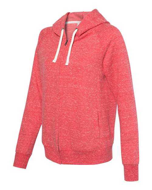 Jerzees 92WR Women&#39;s Snow Heather French Terry Full-Zip Hooded Sweatshirt - Red - HIT a Double