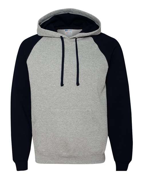 Jerzees 96CR Nublend Colorblocked Raglan Hooded Sweatshirt - Oxford Bl