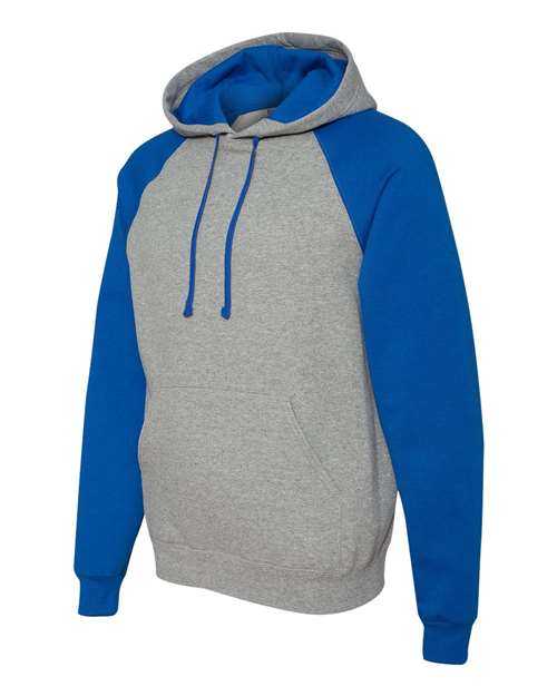 Jerzees 96CR Nublend Colorblocked Raglan Hooded Sweatshirt - Oxford Royal - HIT a Double