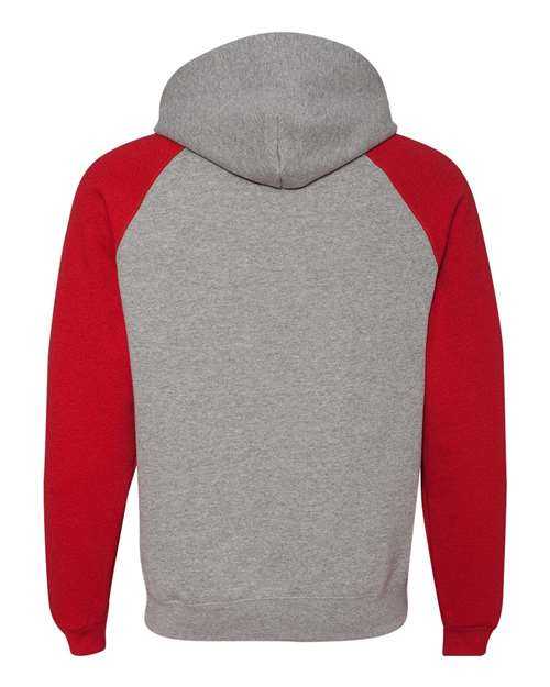 Jerzees 96CR Nublend Colorblocked Raglan Hooded Sweatshirt - Oxford True Red - HIT a Double