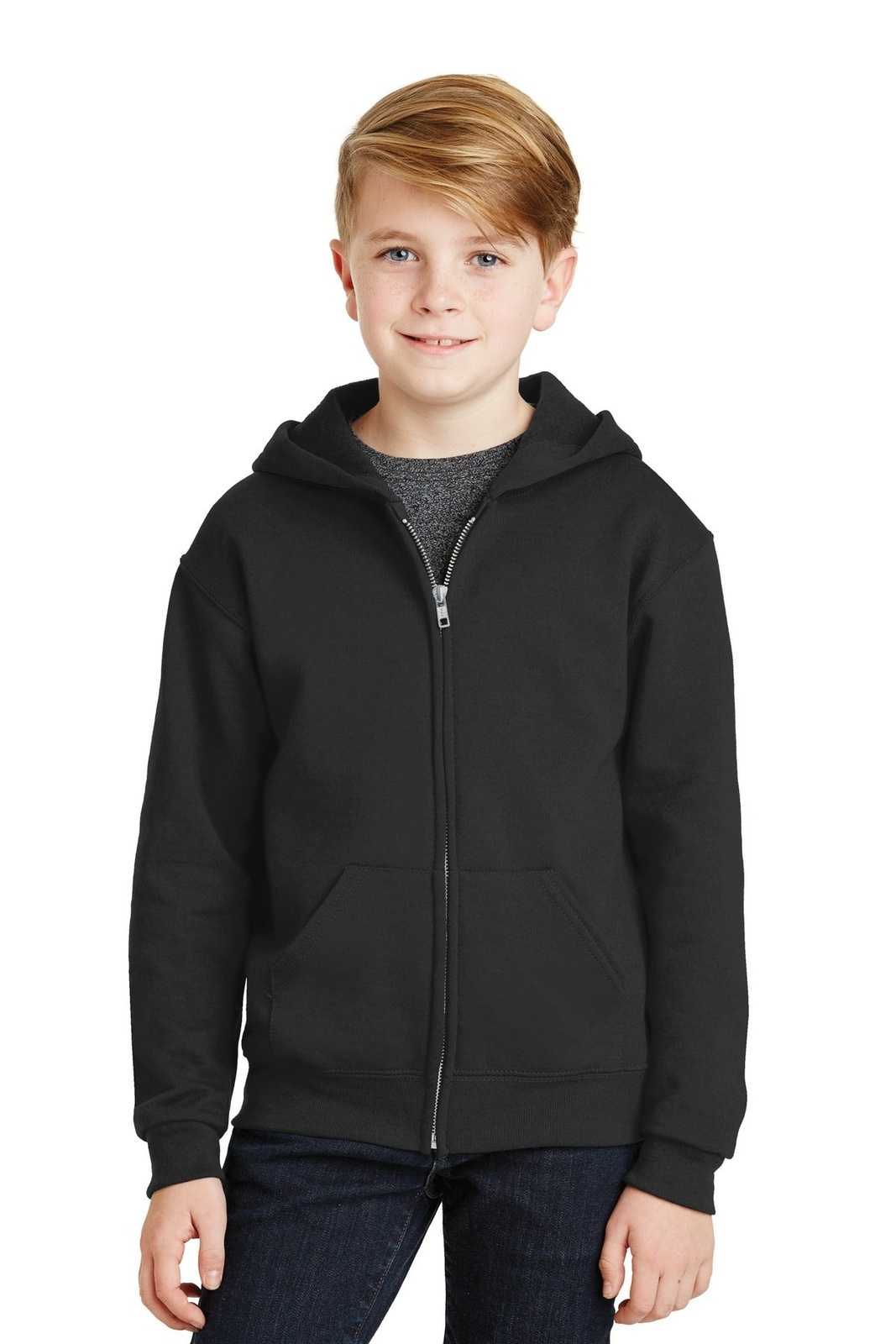 Jerzees 993B Youth Nublend Full-Zip Hooded Sweatshirt - Black - HIT a Double