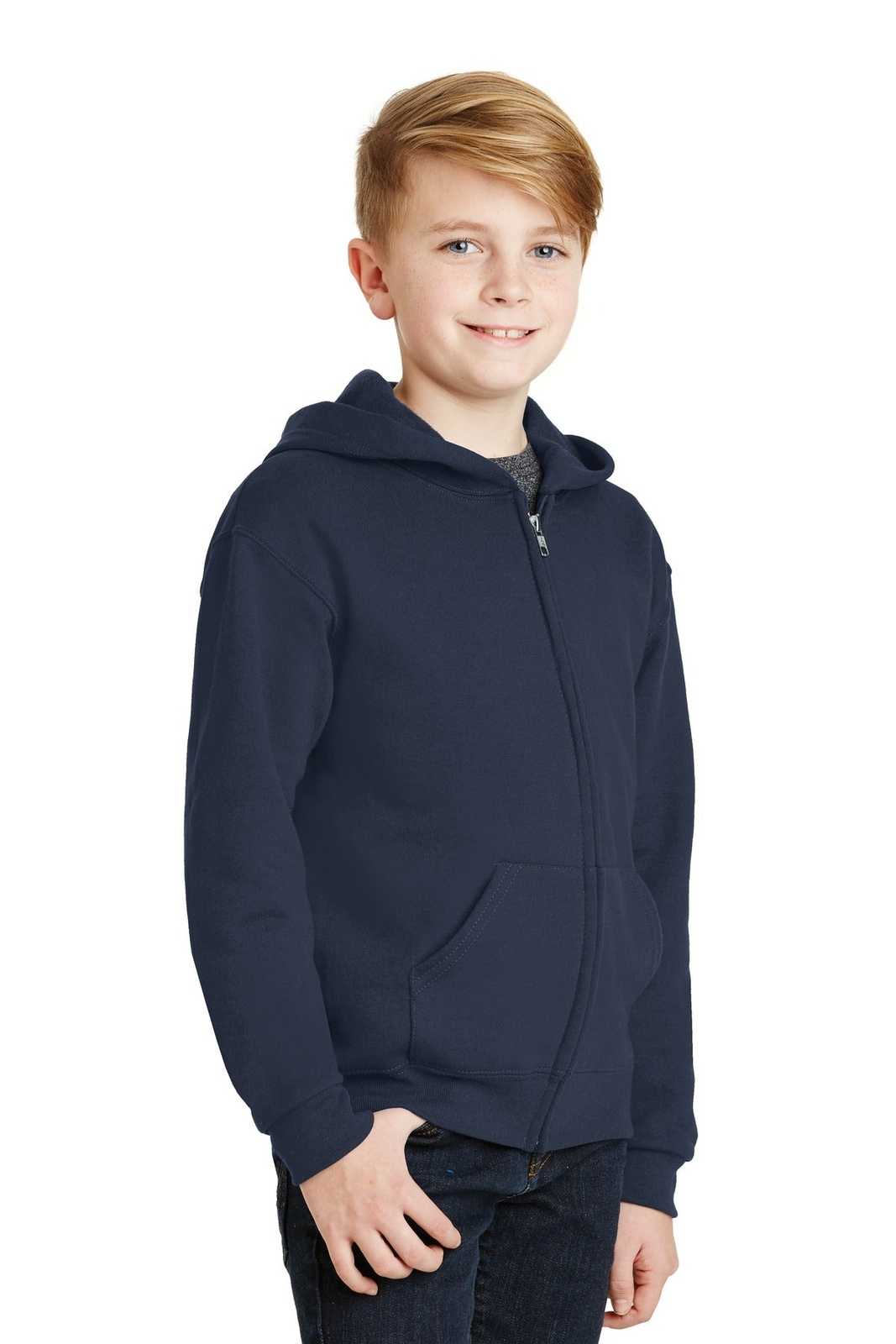 Jerzees 993B Youth Nublend Full-Zip Hooded Sweatshirt - Navy - HIT a Double