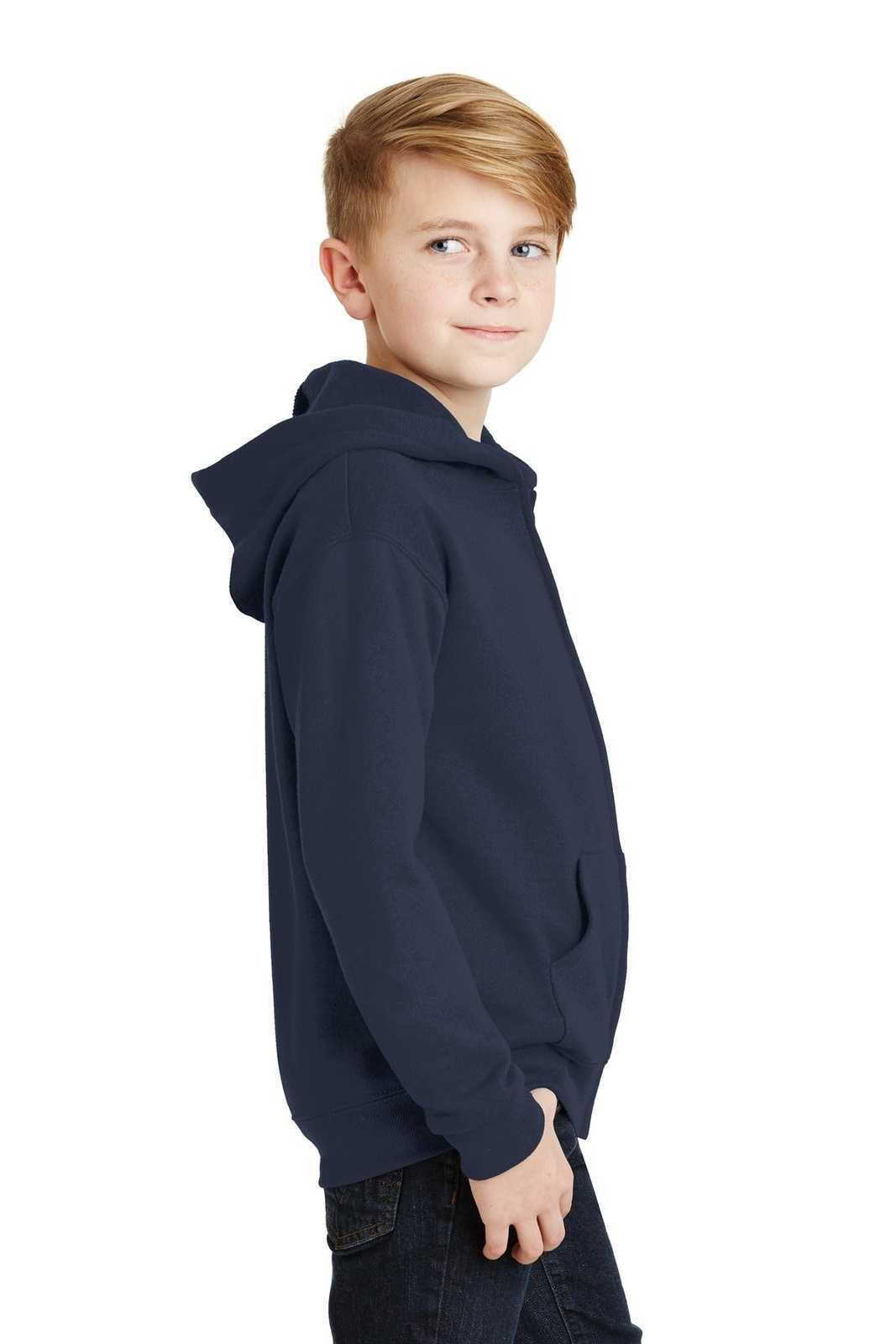 Jerzees 993B Youth Nublend Full-Zip Hooded Sweatshirt - Navy - HIT a Double