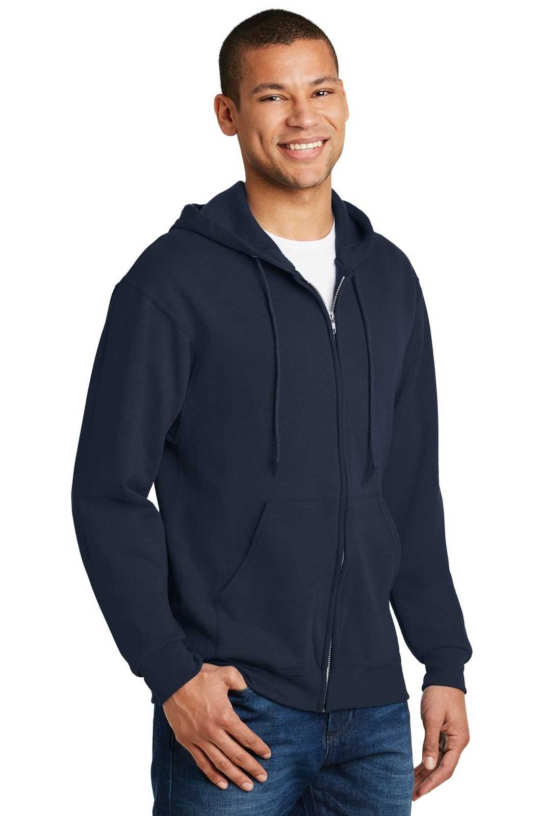 Jerzees 993M Nublend Full-Zip Hooded Sweatshirt - Navy - HIT a Double