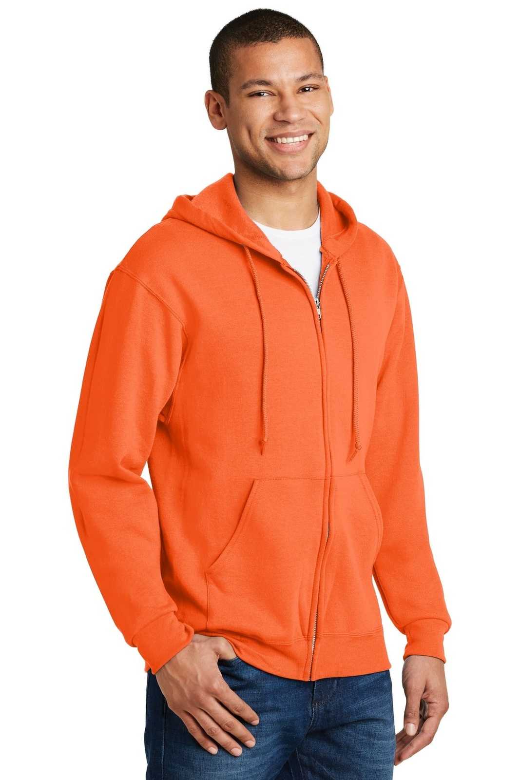 Jerzees 993M Nublend Full-Zip Hooded Sweatshirt - Safety Orange - HIT a Double