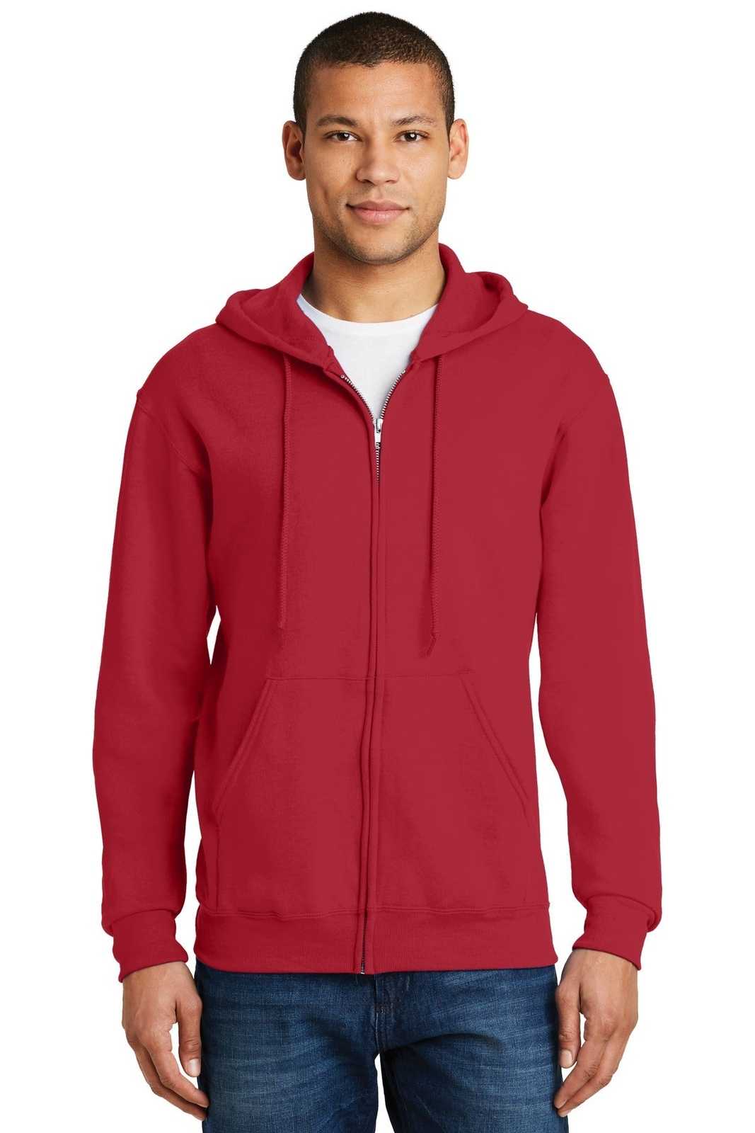 Jerzees 993M Nublend Full-Zip Hooded Sweatshirt - True Red - HIT a Double
