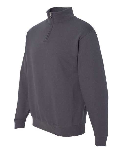 Jerzees 995MR Nublend Cadet Collar Quarter-Zip Sweatshirt - Charcoal Grey - HIT a Double
