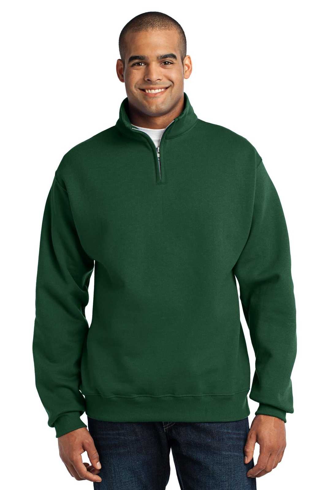 Jerzees 995M Nublend 1/4-Zip Cadet Collar Sweatshirt - Forest Green - HIT a Double