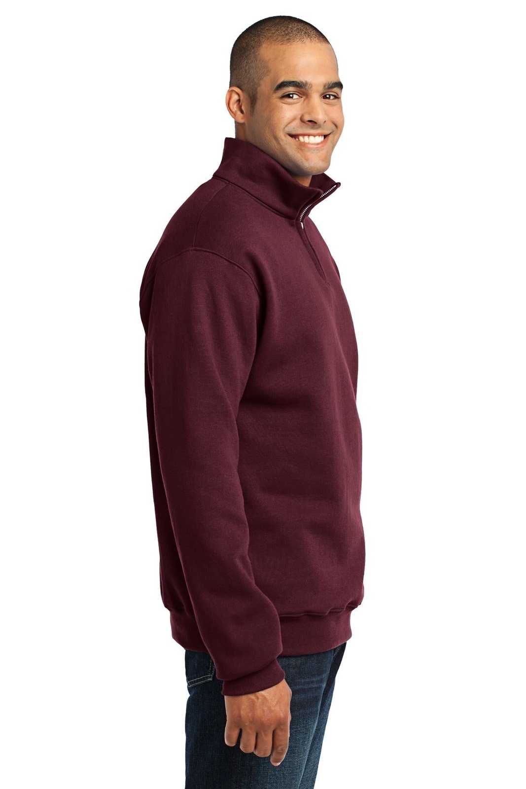 Jerzees 995M Nublend 1/4-Zip Cadet Collar Sweatshirt - Maroon - HIT a Double