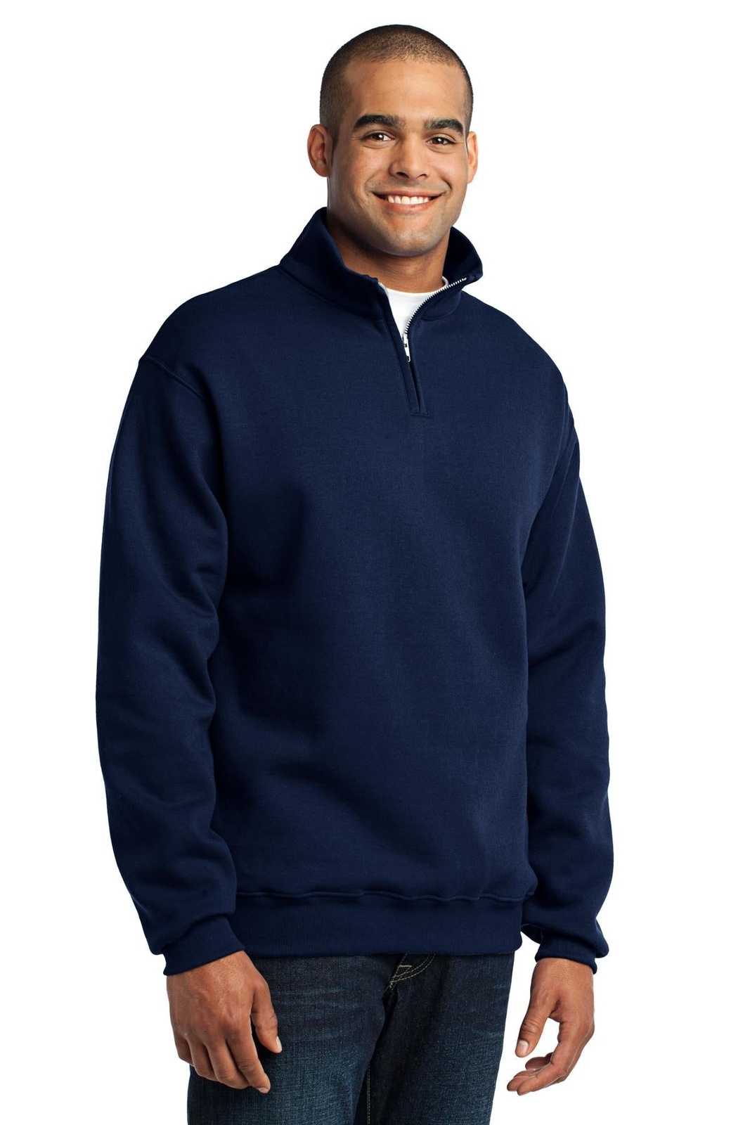 Jerzees 995M Nublend 1/4-Zip Cadet Collar Sweatshirt - Navy - HIT a Double