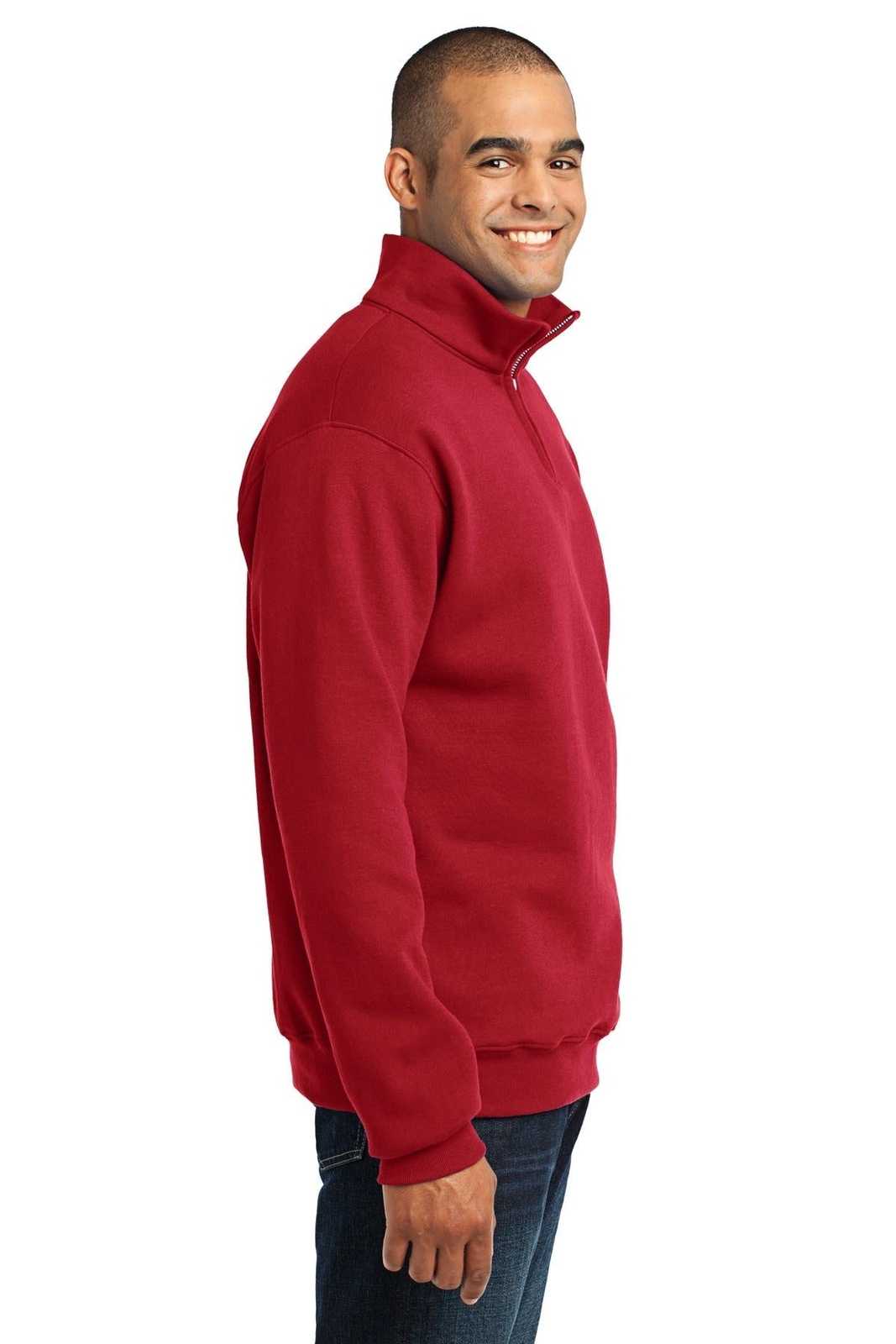 Jerzees 995M Nublend 1/4-Zip Cadet Collar Sweatshirt - True Red - HIT a Double