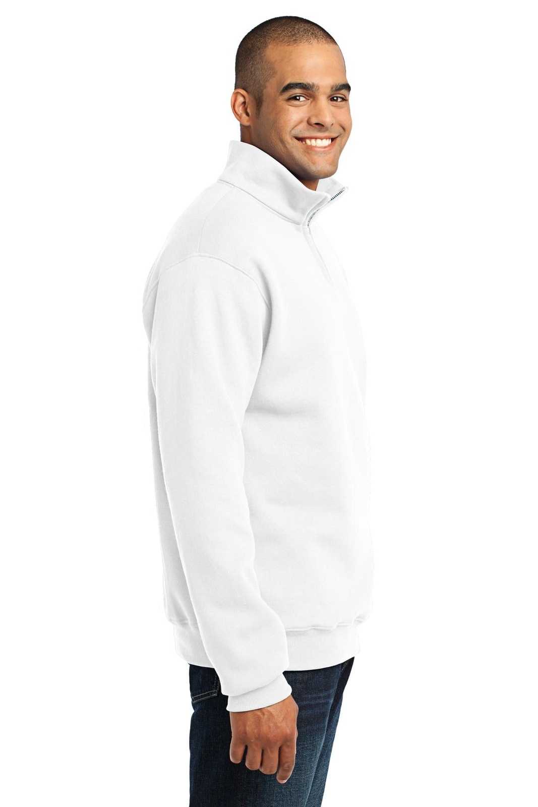 Jerzees 995M Nublend 1/4-Zip Cadet Collar Sweatshirt - White - HIT a Double