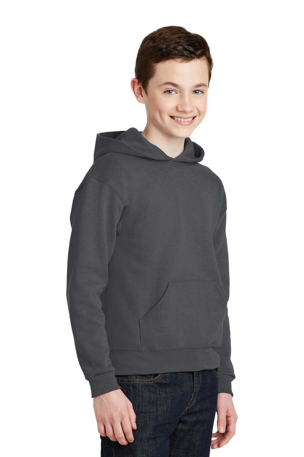Jerzees 996Y Youth NuBlend Pullover Hooded Sweatshirt - Charcoal Gray - HIT a Double