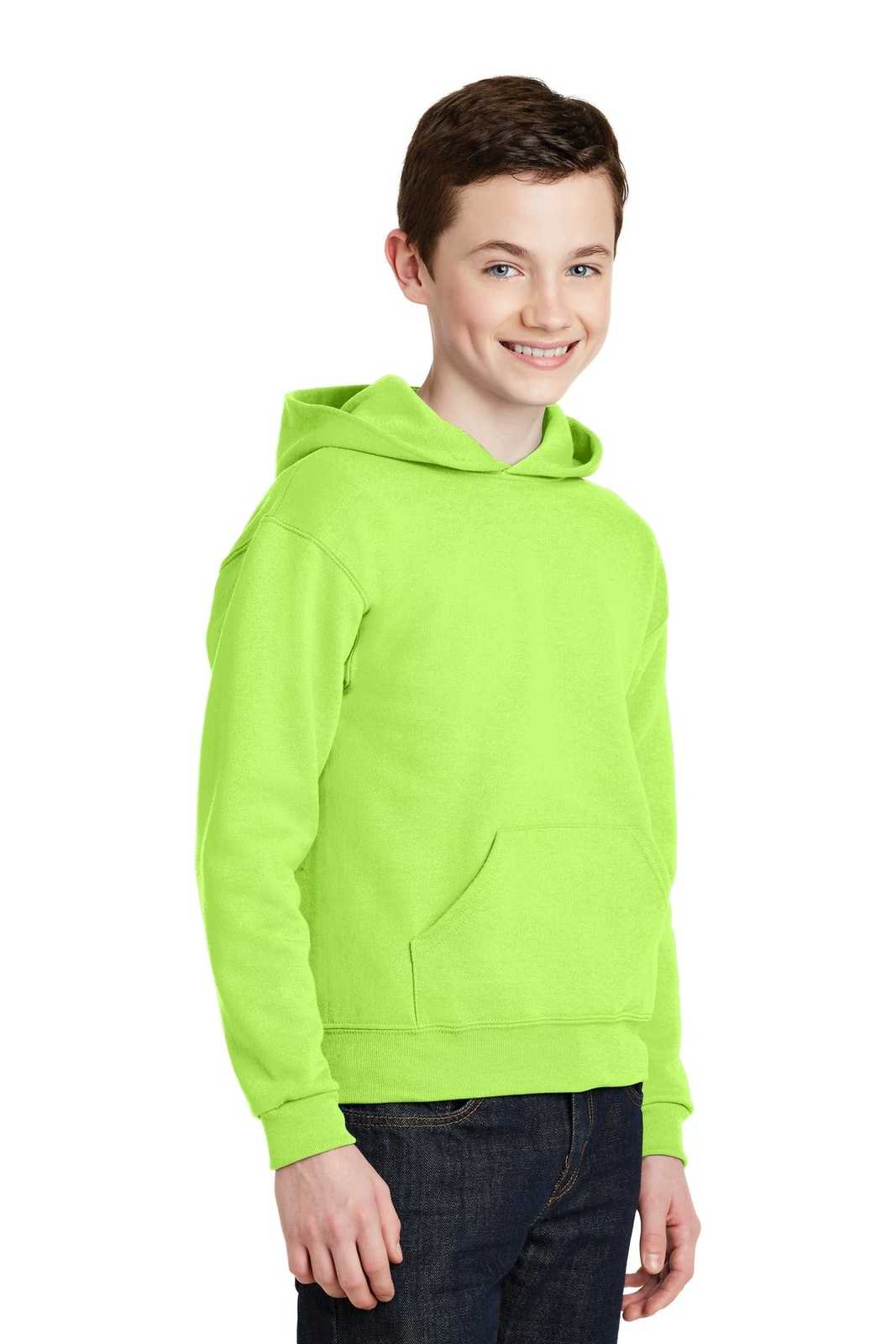 Jerzees 996Y Youth Nublend Pullover Hooded Sweatshirt - Neon Green - HIT a Double